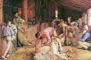 Tom roberts Shearing the Rams oil painting on canvas
